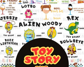 Toy Story Clipart Bundle: Woody, Buzz, Alien (PNG, SVG)