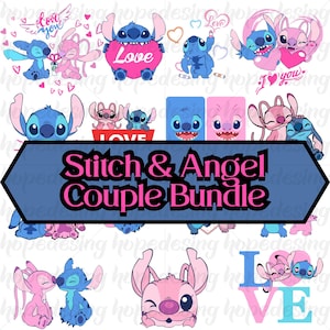 Stitch & Angel PNG Clipart Bundle: Disney Couple (Digital Download)