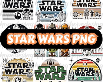 Star Wars PNG Bundle - Disney 70s Style Clipart,Digital Download
