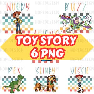 Toy Story Characters PNG Bundle - 6 Cute Printable Clipart for Sublimation,Shirts,Mugs & More,Digital Download,Toy Story PNG Bundle,