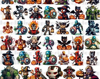 Halloween Superhero PNG Bundle: Marvel 70+ Digital Download
