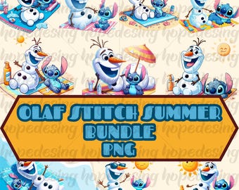 Olaf & Stitch Summer Clipart Bundle: Beach Party Digital Files (PNG, Olafpng)