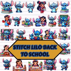 Back to School Lilo Stitch PNG - Lilo Stitch Png Clipart,Stitch back to school PNG bundle,25 stitch clipart PNG,25 Stitch Back To School Png