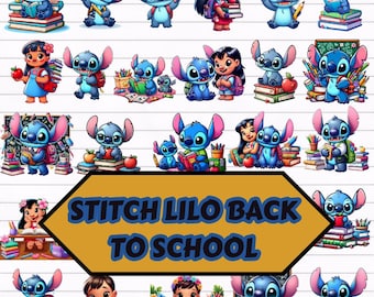 Lilo & Stitch PNG Clipart Bundle - Disney Back to School Digital Files