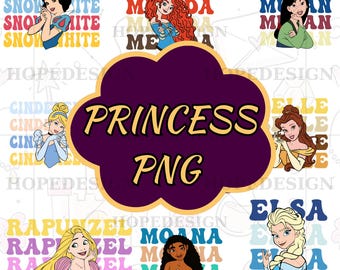 Cartoon Disney Princess Clipart Bundle – PNG Files (Digital Download)