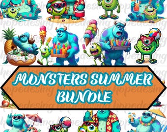 Monsters Inc Summer Clipart Bundle: Watercolor PNG (Digital Download)