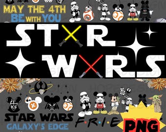 Star Wars Mickey Mouse Clipart – Stormtrooper, Darth Vader PNG Bundle (Digital Download)