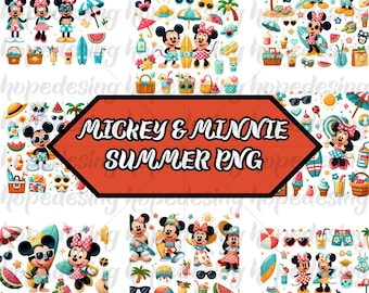 Mickey and Minnie Summer Clipart - Mickey Minnie Mouse Beach PNG,Mickey and Minnie Pool Party Clipart,Mickey & Minnie Mouse Summer Bundle