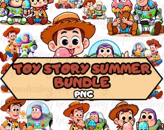 Toy Story Summer Ice Cream PNG - Cute Toy Story Beach Clipart,Woody and Buzz Summer PNG,Kawaii Toy Story Bundle,Toy Story PNG Clipart Set