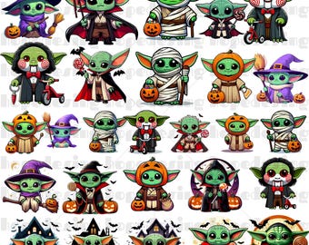 Halloween Baby Yoda PNG Clipart Bundle: Star Wars 30+ Digital Files