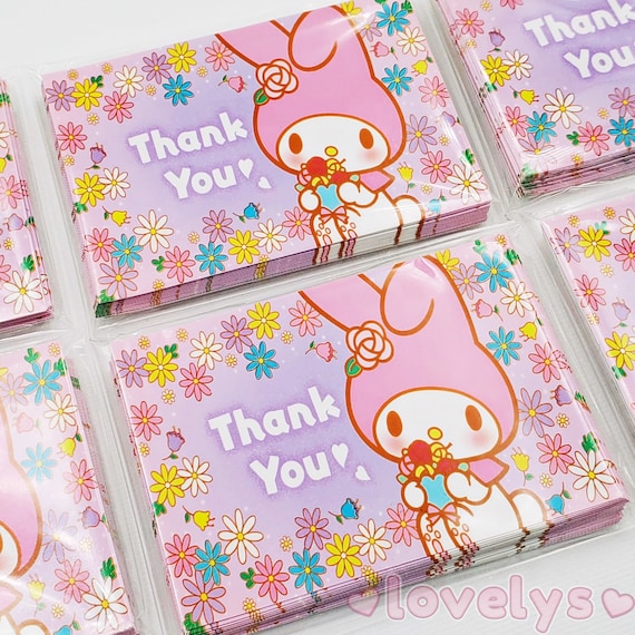 20 Pcs Lovely My Melody With Flowers Thank You Stickers, Kpop Seal