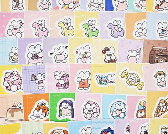 BOGO / 43 pcs cute rabbit kawaii sticker bundle lot, cute bunny sticker lot, korean stationery, seal stickers, kpop photocard, aesthetic