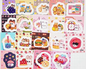 BOGO / 19 pcs kitty cat kitten kawaii sticker bundle lot, sticker set, clearance, grab bag, blind bag, lucky bag, journaling, stationery
