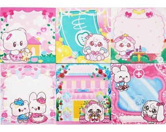 BOGO / 1 set notitieblok van 50 vellen, schrijfblokken met schattige karakters, Koreaans-Japanse kawaii, planner, scrapbooking, esthetisch briefpapier