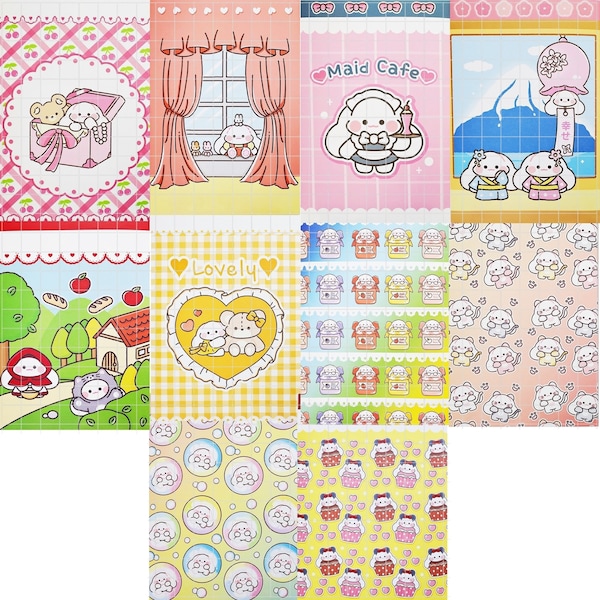 10 pcs sweet mix gift paper bag lot, paper gifts, gift wrapper, cute packaging, seal sticker, kpop photo card bag, top loader, kawaii anime