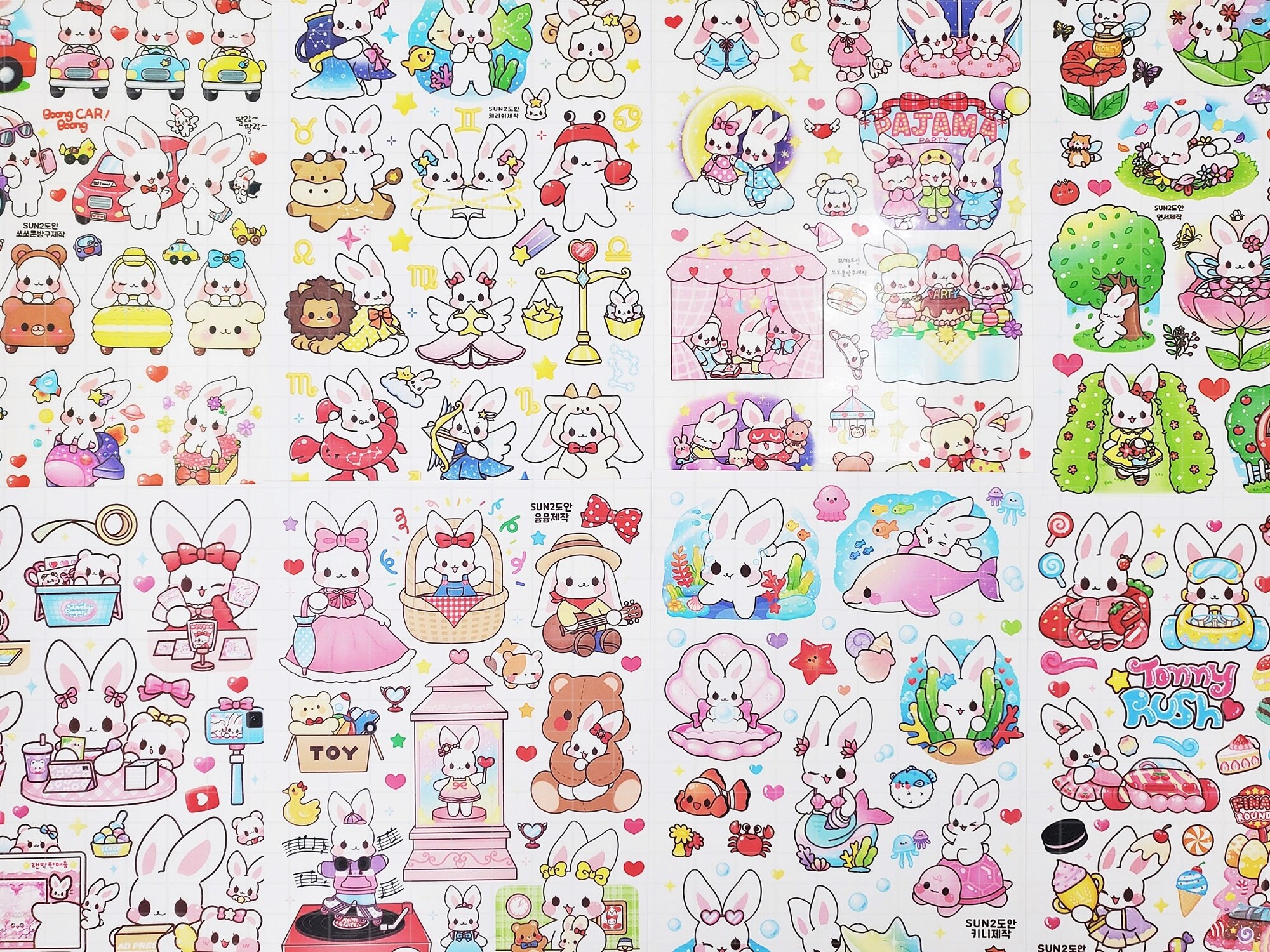 BOGO / 10 Sheets Random Cute Character Uncut Sticker Sheets, Korean Ins ...