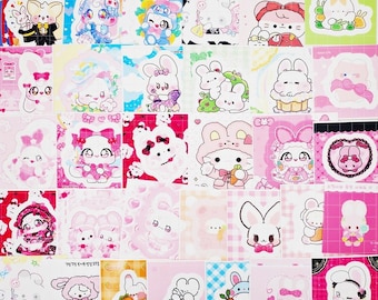 BOGO / 32 pcs kawaii sticker bundle lot, cute rabbit bunny sticker lot, korean stationery, seal stickers, kpop photocard, kiss cut