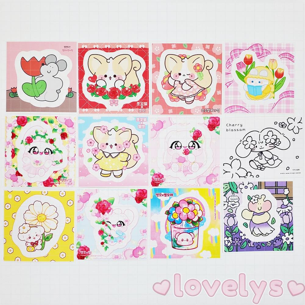 BOGO / 30 Pcs Lovely Flower Kiss Cut Single Sticker Lot, Japanese ...