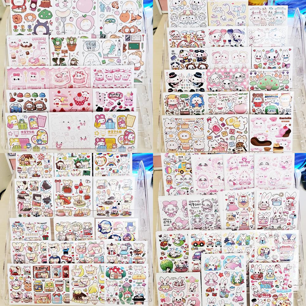 BOGO / 10 Sheets Random Cute Character Uncut Sticker Sheets, Korean Ins ...