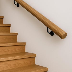 Pasamanos de pared de madera maciza / Barandilla de escalera moderna / Barandilla de roble natural / Pasamanos de seguridad rústicos para el hogar / Decoración minimalista