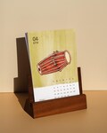 2026 Musical Desk Art Calendar & Wood Stand: Painted Indian Classical Instruments