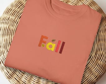 Embroidered Fall Shirt: Comfort Colors Shirt, Cute Autumn Tee, Minimalist Thanksgiving T-Shirt, Unisex Top,