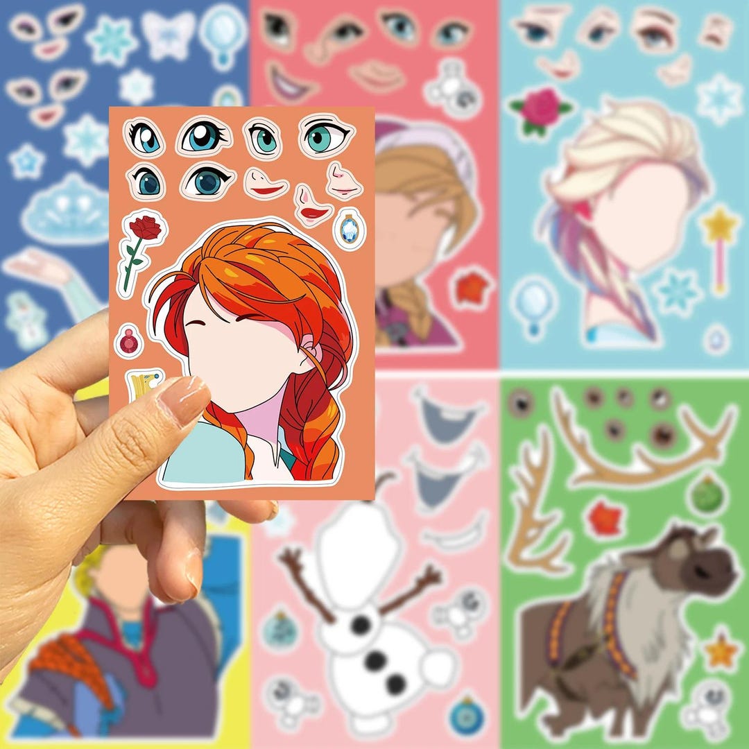 Frozen Sticker Notebook 8/16/32PCS Frozen Puzzle Stickers Cute Anna & Elsa Cartoon Decals for ...