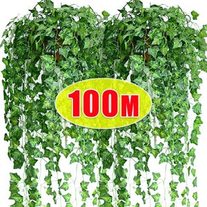 Artificial Ivy Vine Garland – 100 Leaves 2M | Fake Greenery Rattan for Wedding, Party, Home, Garden, Wall & Event Decorations