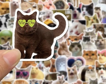 10/50/100PCS Funny Cat Meme Stickers – Cute Kawaii Animal Decals for Laptop, Notebook, Skateboard, Scrapbooking & Gifts