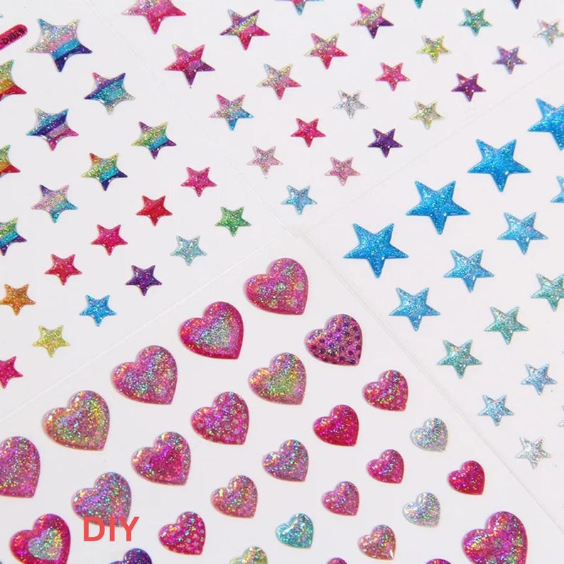 Glitter Magic Crystal Love Star Sticker 3D Shiny Gem Three-Dimensional Sticker Phone Notebook Diary DIY Gift Decoration For Girl image 1