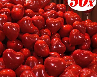 10/50 stuks rode hartballonnen – opblaasbare latexballonnen voor Valentijnsdag, bruiloften en feestdecoraties – ballongrootte: 10 inch