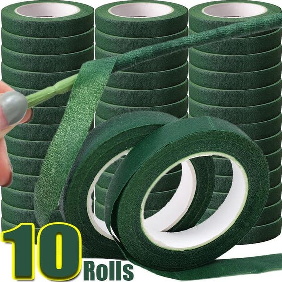 1-10 Rouleaux De Rubans à Tige Florale Pour Bouquet, Rubans Auto-adhésifs Verts, Ruban D'emballage De Fleurs Pour Fleuriste, Fournitures De Décoration Pour Fête De Mariage, Bricolage
