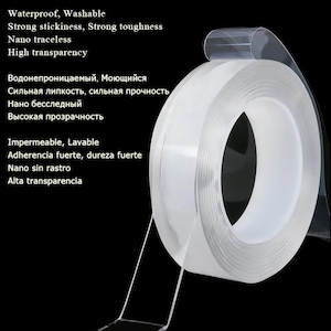 Nano Double-Sided Tape – Transparent, Waterproof, Traceless Wall Adhesive for Kitchen, Bathroom & Home Decor Organization