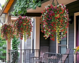2 pezzi di fiori artificiali da appendere - Decorazione primaverile ed estiva per esterni, fiori finti da appendere, per giardino, veranda, finestra, arredamento per la casa, fiori finti