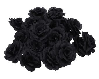 Bouquet 9 Rose Artificiali In Seta Nera – Fiori Finti Di Tendenza Per Centrotavola, Matrimoni, Decorazione Casa E Ufficio