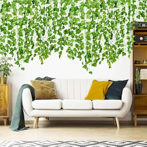 12PCS 2M Artificial Ivy Vines – Plants Leaf Garland Decor Wall Hanging, Garden, Creeper for Wedding & Home Decoration