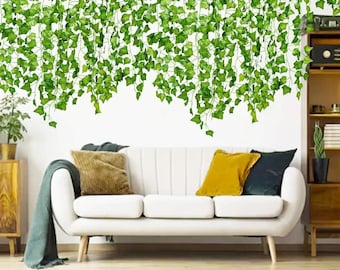 12 STÜCKE 2 M Künstliche Efeuranken - Pflanzen Blattgirlande Dekor Wandbehang, Garten, Creeper für Hochzeit & Innendekoration