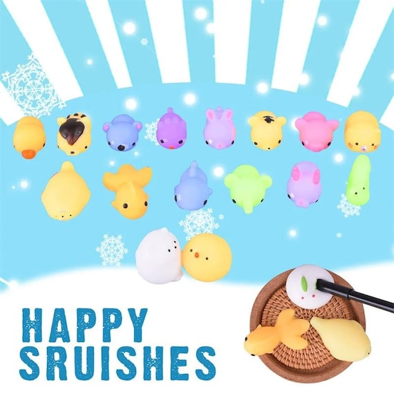 Nestling Mochi Lot de 32 jouets sensoriels anti-stress | Mini jouets à presser en forme d'animaux kawaii pour enfants et adultes, cadeaux de Pâques, œufs de Pâques