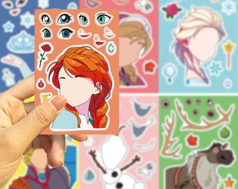 8/16/32PCS Disney Frozen Puzzle Stickers – DIY Anna Elsa Cartoon Decals for Kids, Laptop, Notebook, Phone & Gift Decorations