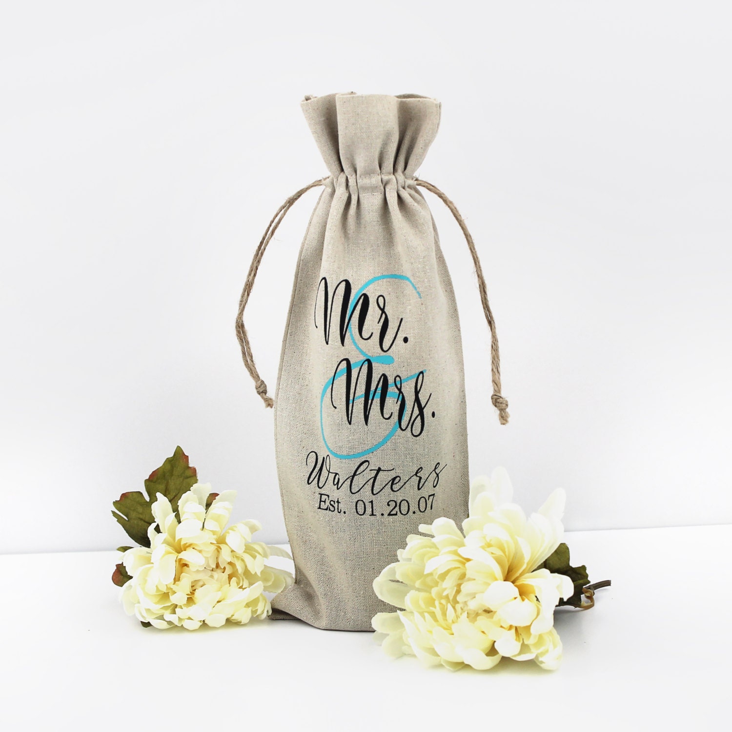 Personalized Wine Gift Bag Newly Wed Gift Sweetheart Table Etsy