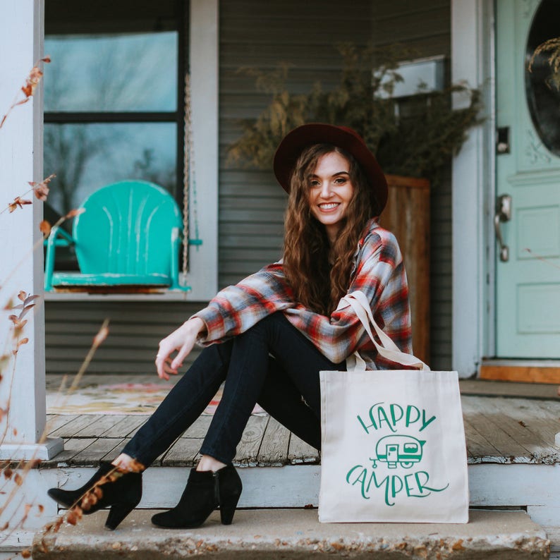 Tote Bag For Her Camping for Her Totes Happy Camper Everyday Tote Bag Mother/'s Day Gifts Travel Lover Gift for Mom Camping