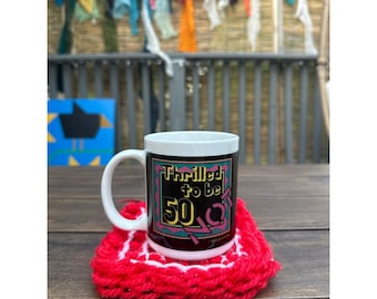 Vintage 1992 Thrilled to Be 50 NOT Coffee Mug Lady Love Gifts 90s Kitsch