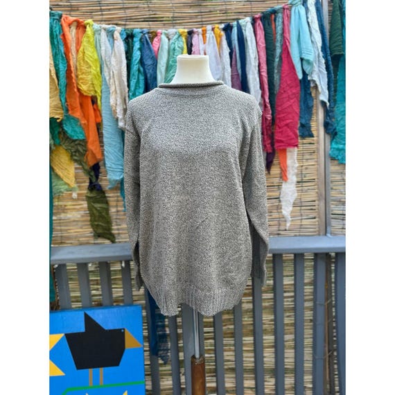 Vintage 80s Basic Editions Gray Knit Sweater Made… - image 1