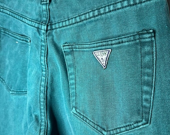 Vintage 90s Guess Authentic Sportswear Teal High Rise Tapered Jeans 26x28