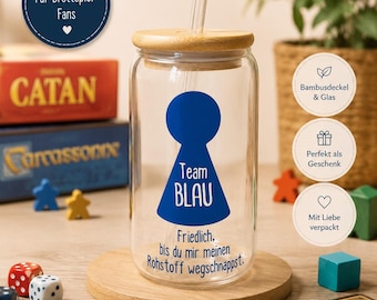 Personalisiertes Brettspiel Glas mit Wunschtext | Geschenk für Brettspieler | Gaming Trinkglas mit Wunschfarbe | Linëa
