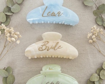 Gepersonaliseerde haarclip met naam | Individuele haarclip voor bruid, bruidsmeisje en andere bruidsmeisjes | Cadeau-idee voor een vrijgezellenfeest | Linëa