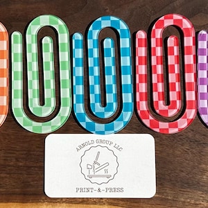 Checkered Paperclips – 5 Colors | Cute Stationery & Office Supplies | Decorative Binder Clip Alternative | 4x2” Large Paper Clip