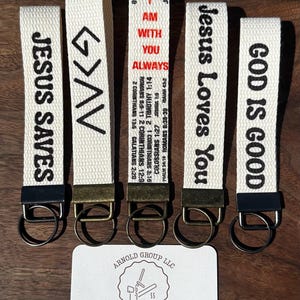 Faith-Based Wristlet Keychains | “Jesus Saves”, “God Is Good”, “I Am With You Always” Scripture Wristlets | Christian Gifts | 6” Long