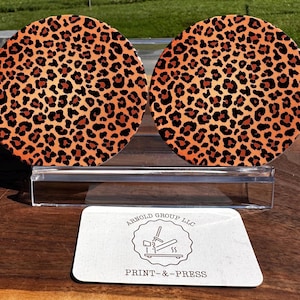 Posavasos con estampado de guepardo / Diseño de guepardo negro y tostado / Posavasos de corcho de 10 cm para decoración moderna