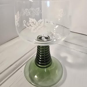 Vintage Schott Zwiesel Ruwer Green Wine Glasses-set of 2